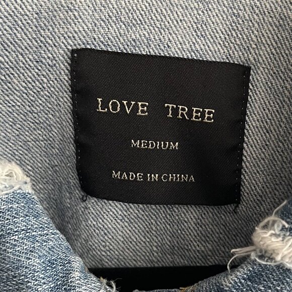 Love Tree Oversized Distressed Denim Jacket - Picture 2 of 4